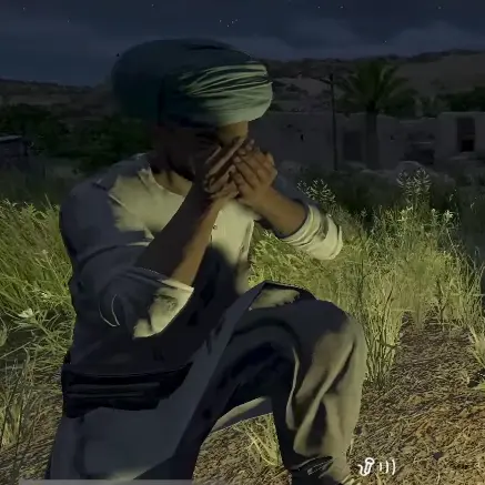 Survivor using the Wash Face action in DayZ Badlands to reduce accumulated heat stress