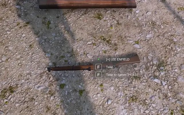 Lee Enfield rifle on the ground with its pickup name visible in DayZ Badlands