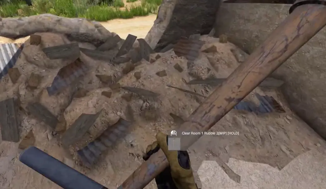 DayZ Badlands Clear Rubble interaction inside a damaged house