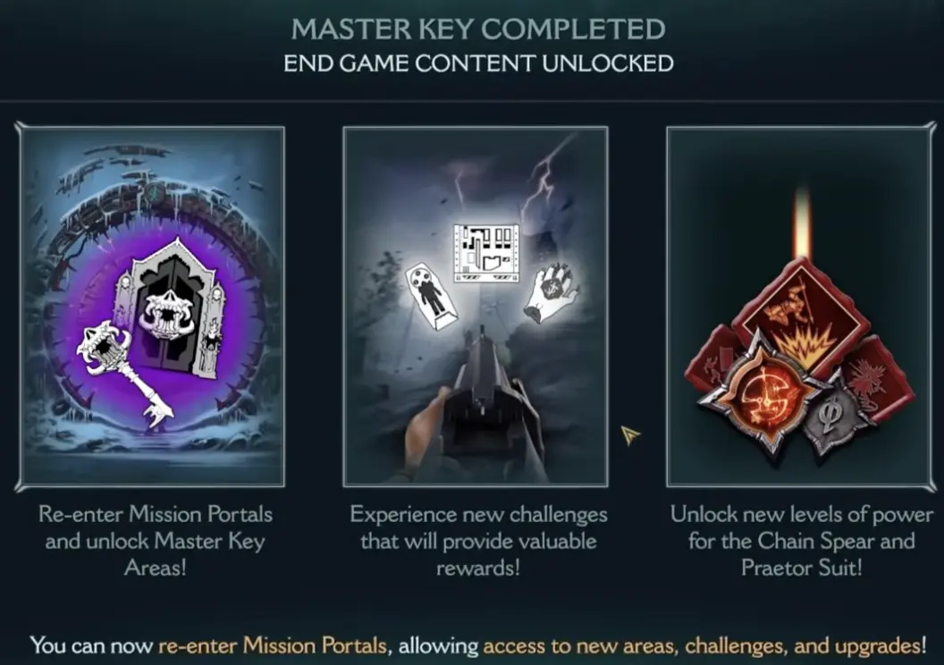 DOOM Revelations Master Key completed endgame content unlocked screen