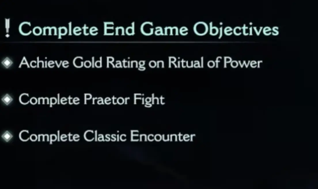 DOOM Revelations endgame objectives showing Ritual of Power, Praetor Fight, and Classic Encounter