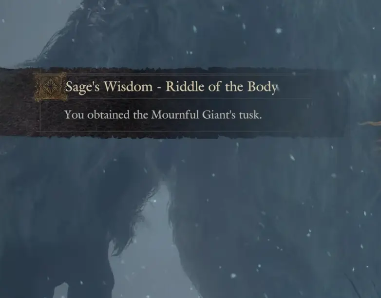 Mournful Giant's Tusk obtained after defeating the giant in northern Norgan