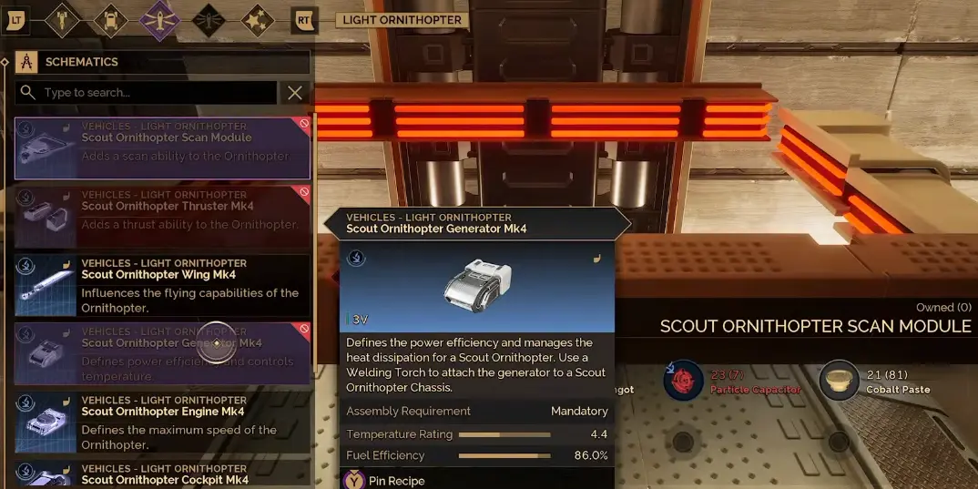 Scout Ornithopter Chassis Mk4 materials in Dune Awakening