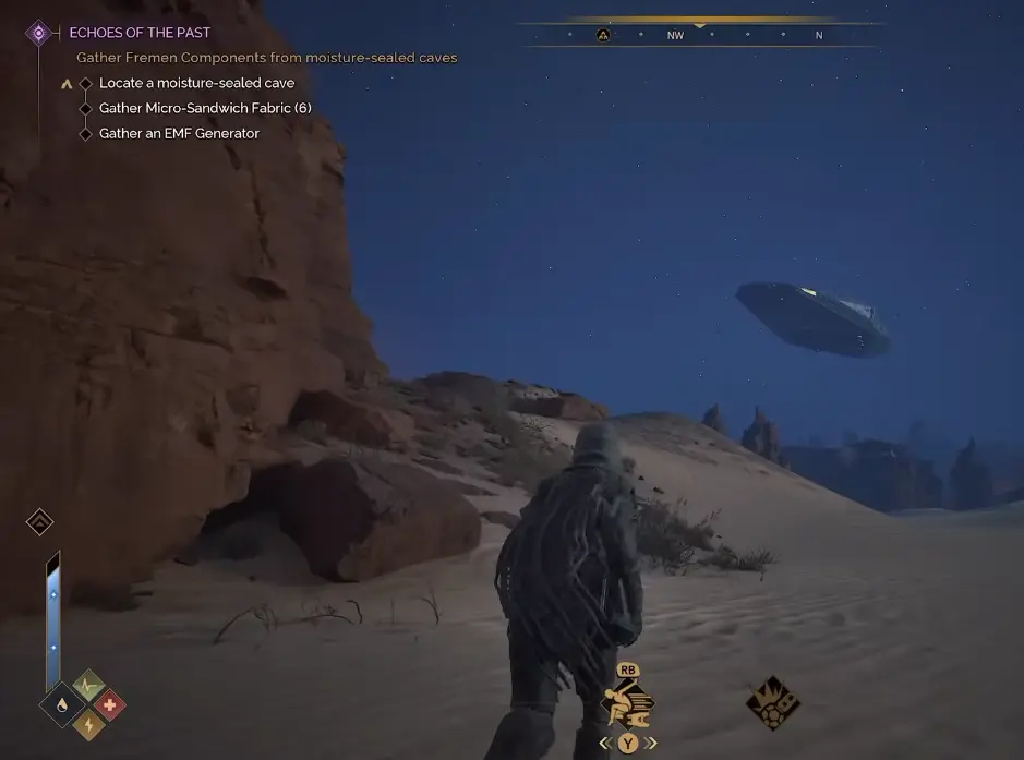 Respawning scavenger camp near a starter base in Dune Awakening