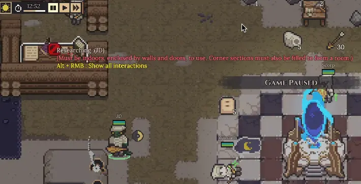 Dungeon Settlers Research Station showing that it must be placed indoors