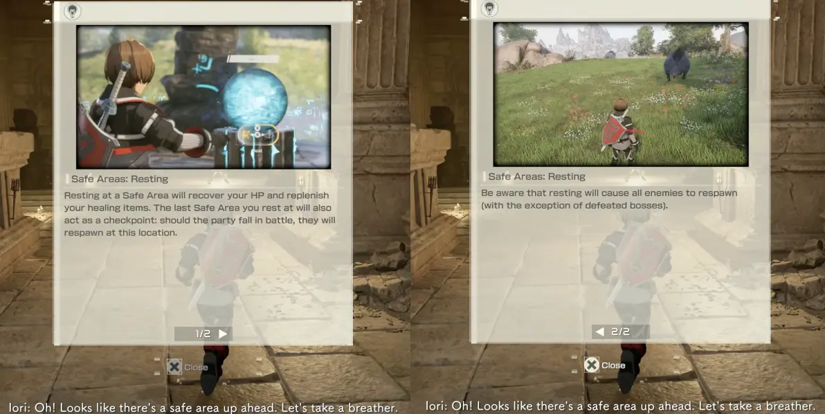 Echoes of Aincrad safe area resting tutorial before boss-class enemies