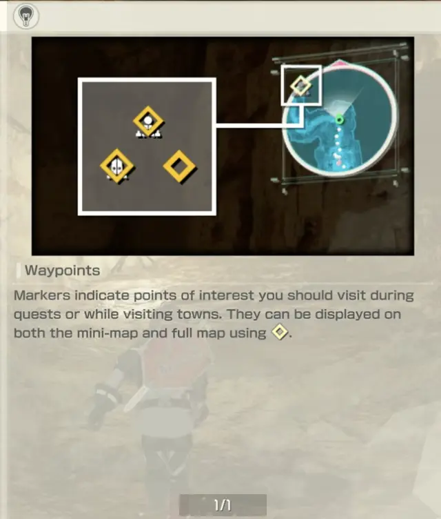Echoes of Aincrad waypoint tutorial explaining quest markers