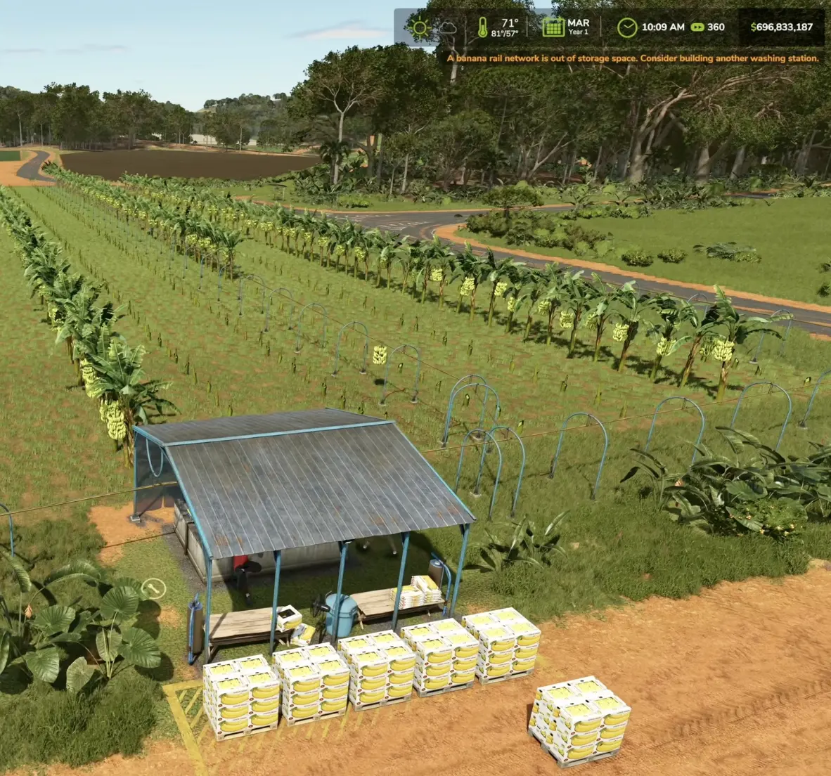 Banana Railway out of storage space warning with the washing station storage approaching its capacity
