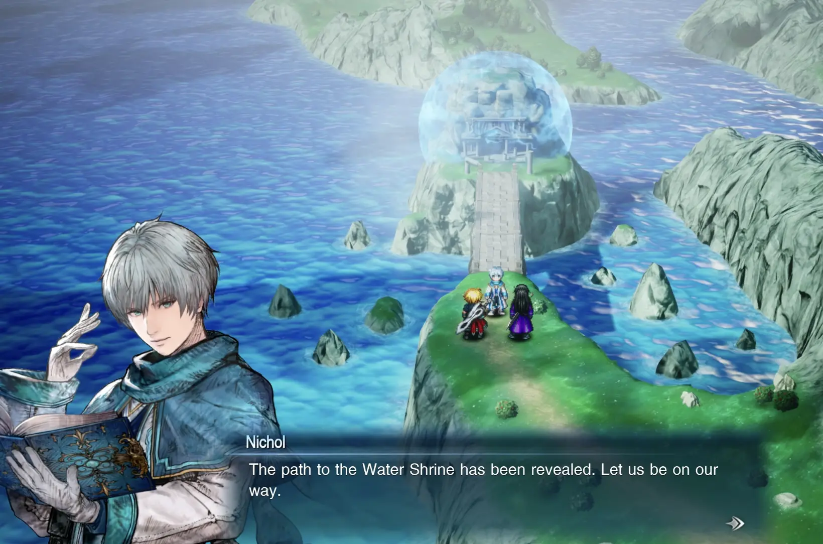 The path to the Water Shrine appearing after the First Water Maiden's power is used at Warden's Cape