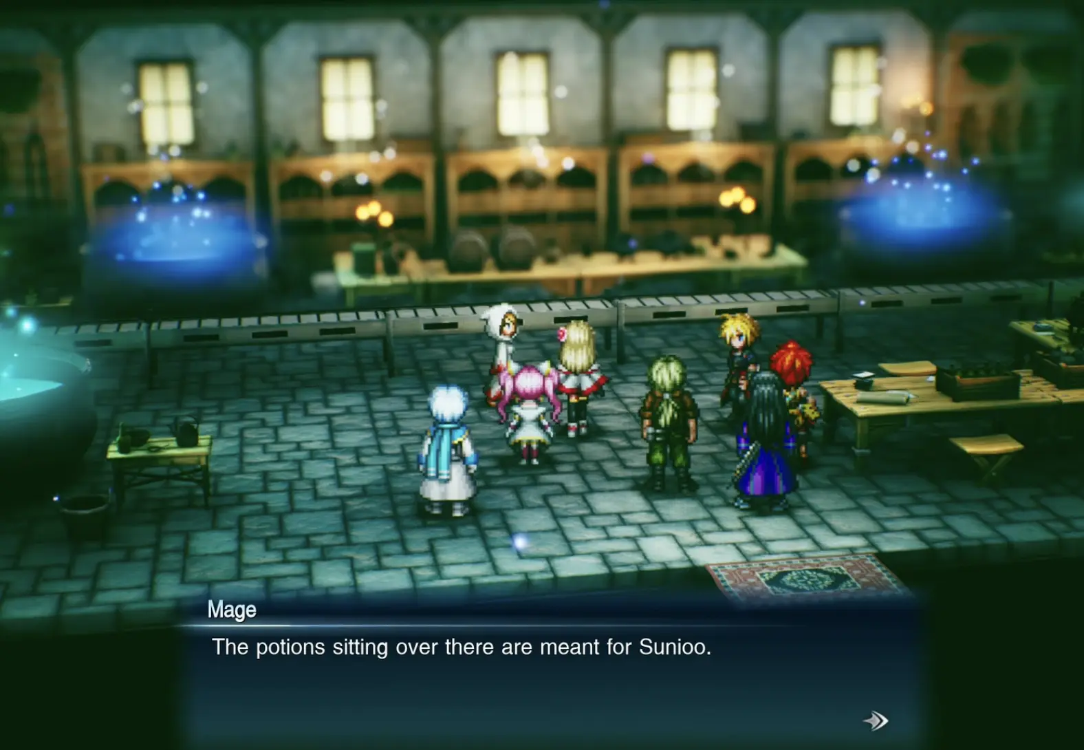 Sakura arranging for special potions to be collected in northern Mysidia for the villagers of Sunioo