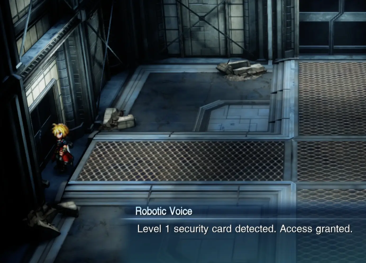 Research Center Ruins left-side door granting access after detecting a Level 1 security card