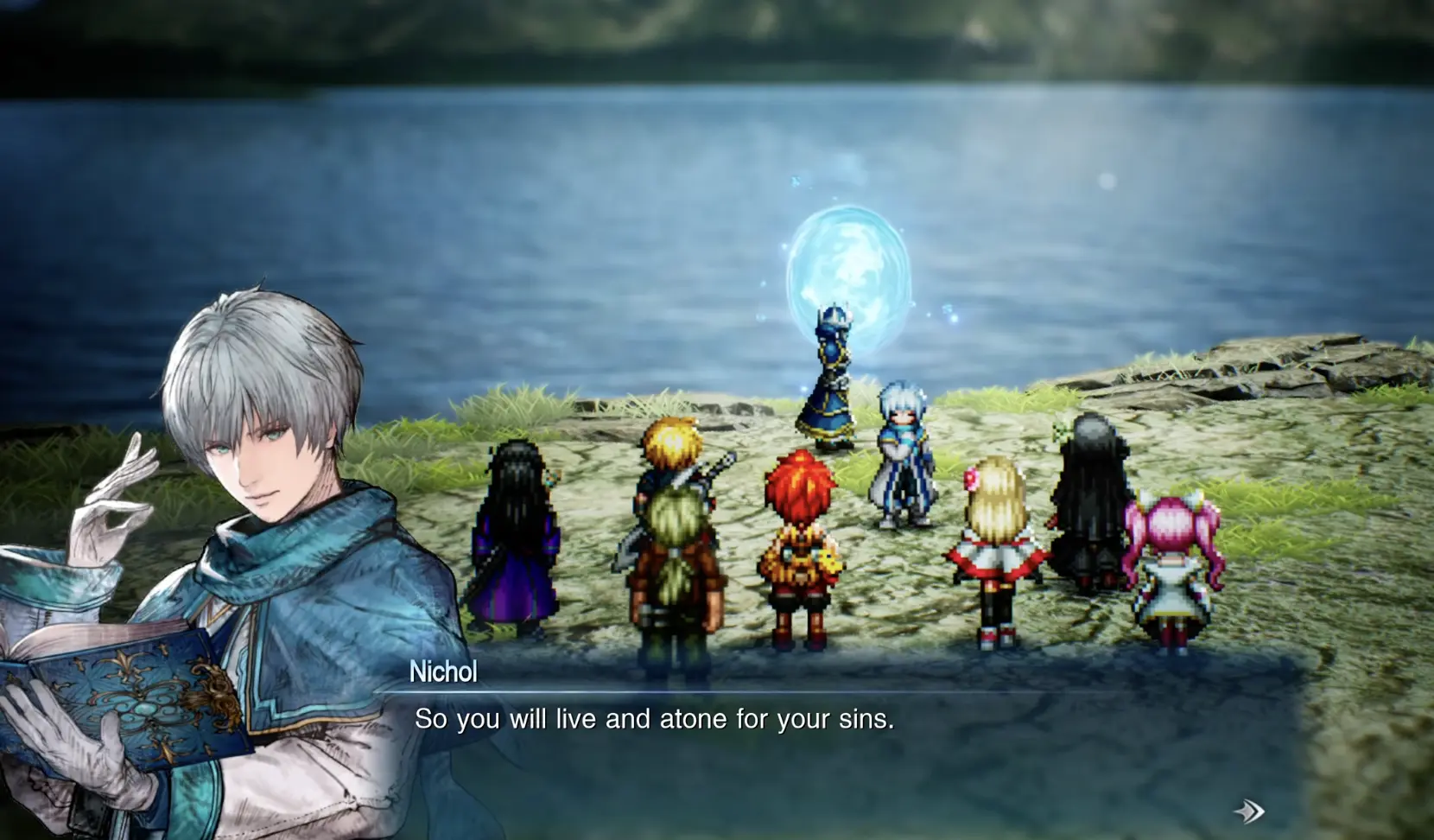 Nichol telling Alluvion that she must live and atone for her sins