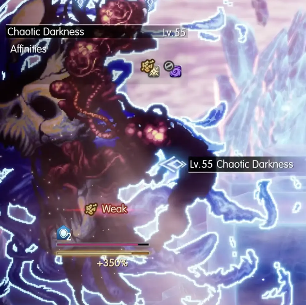 Libra information showing Level 55 Chaotic Darkness with a Light weakness and Dark nullification
