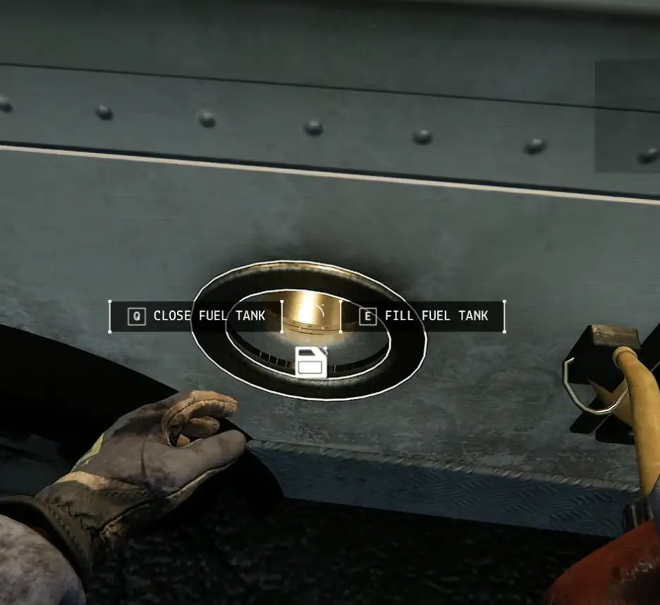 Fill Fuel Tank and Close Fuel Tank prompts on the side of the Funnel Runners Van