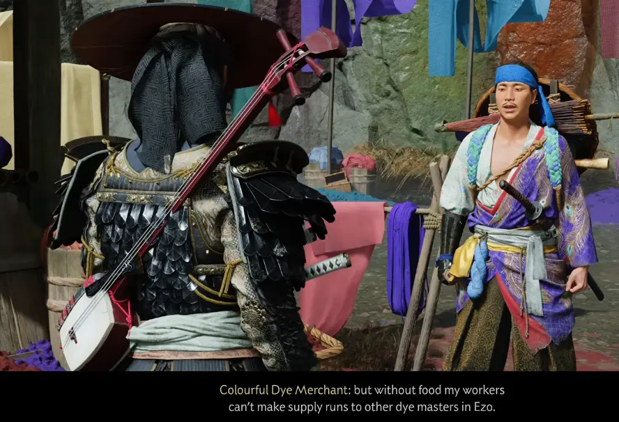 Colorful Dye Merchant in Ghost of Yotei Echoes of Sekigahara