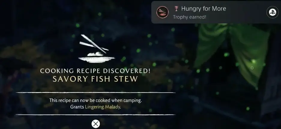 Savory Fish Stew recipe unlocking Hungry for More in Ghost of Yotei