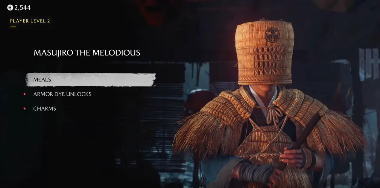 Merchant with Meals Charms and other purchases in Ghost of Yotei Most Wanted