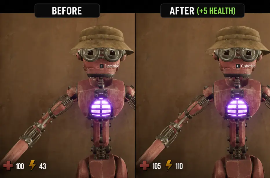 GRAIN ROT maximum health increasing from 100 to 105 after an Outpost health upgrade