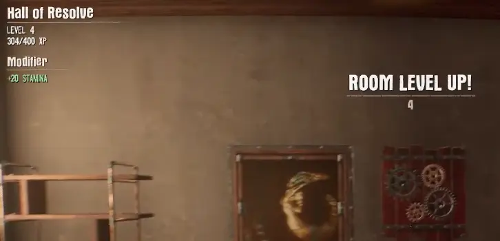 GRAIN ROT Resolve Hall Level 4 showing 304 of 400 XP and plus 20 Stamina
