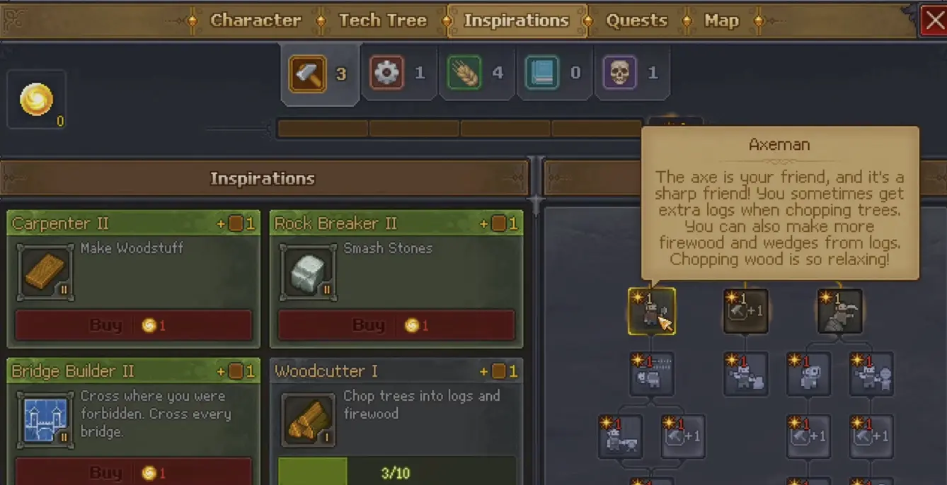 Axeman perk available from Inspirations in Graveyard Keeper 2