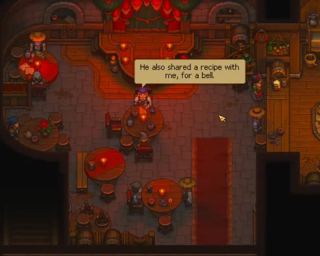 Bell introduced before the first major town battle in Graveyard Keeper 2
