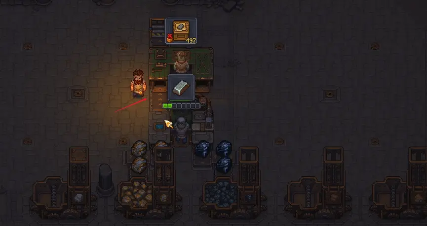 Directional arrows on Factory conveyor belts in Graveyard Keeper 2