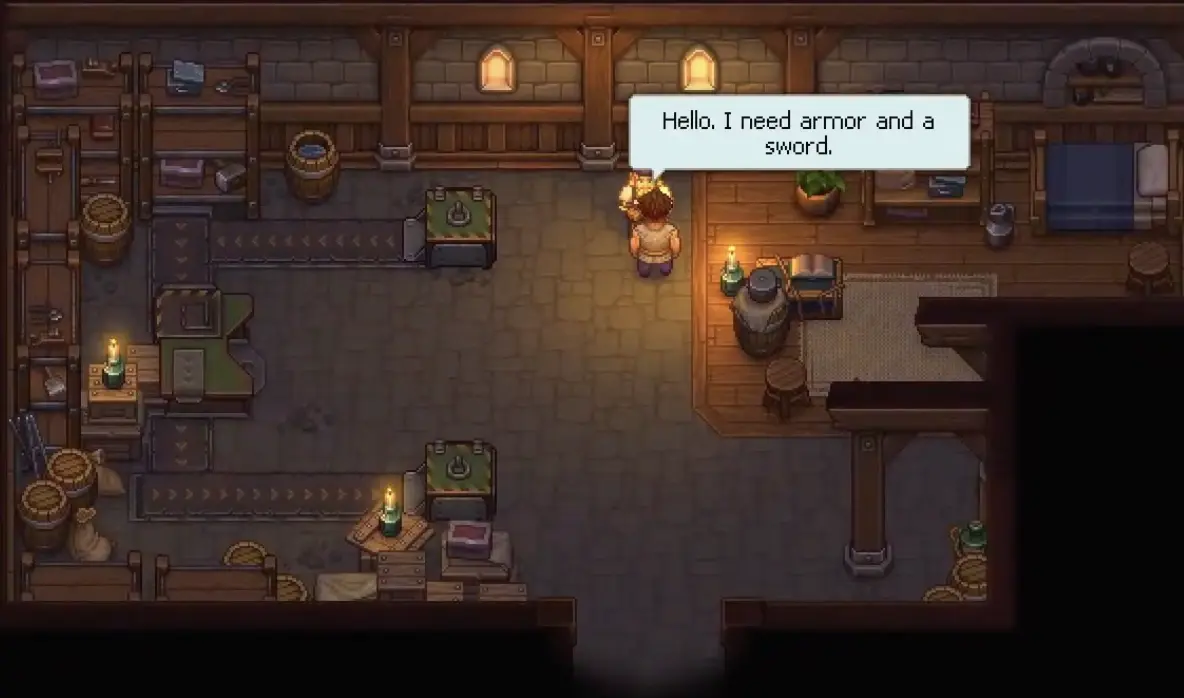Sword and armor given before the first zombie fight in Graveyard Keeper 2