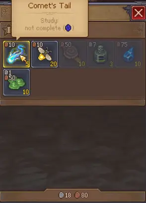 Comet's Tail in Gunter's trade inventory in Graveyard Keeper 2