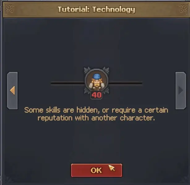 Hidden Tech Tree skills requiring character reputation in Graveyard Keeper 2