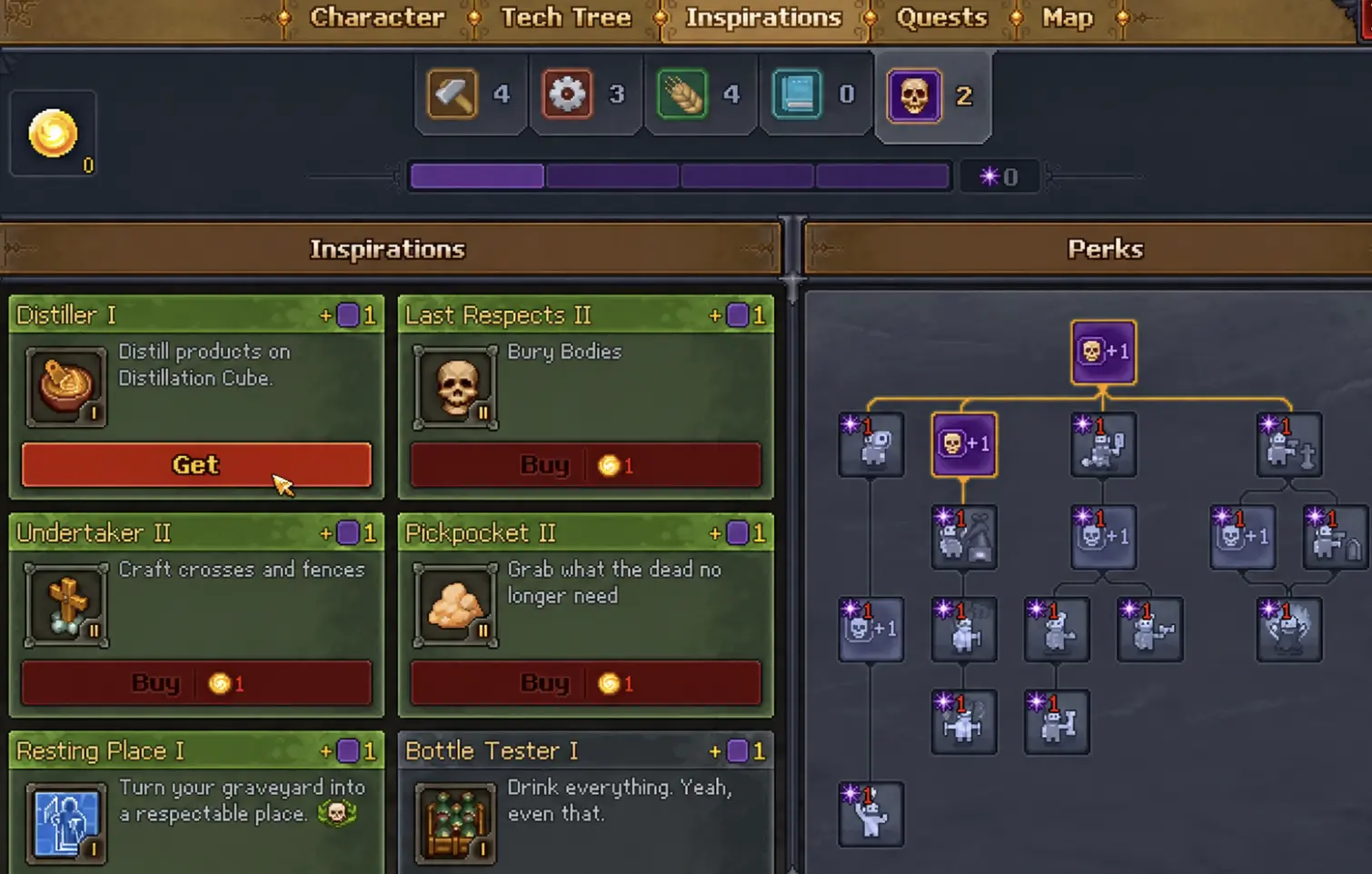 How Inspirations & Talents Work in Graveyard Keeper 2