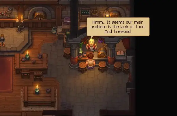 Village asking for food and firewood in Graveyard Keeper 2