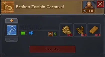 Broken Zombie Carousel showing Factory Power in Graveyard Keeper 2