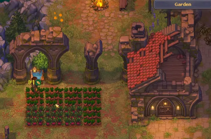 Zombie farming setup with assigned crop rows in Graveyard Keeper 2