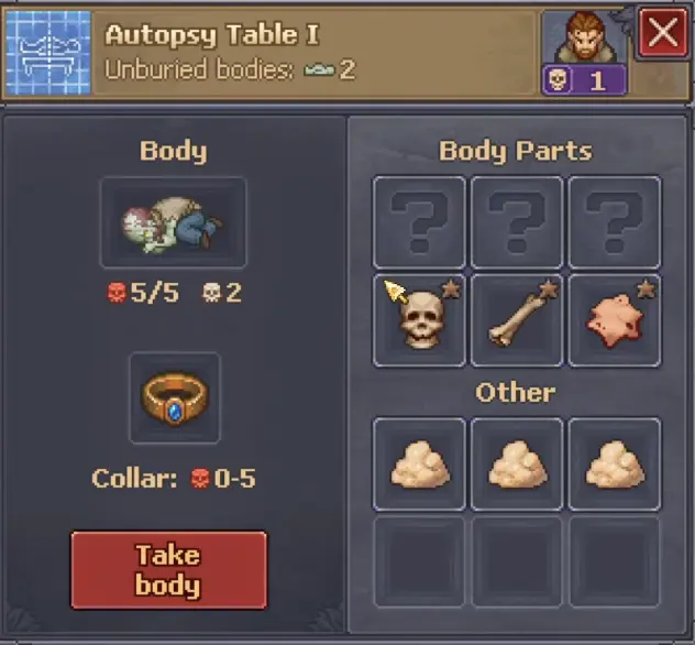 Successful five out of five Red Skull zombie resurrection in Graveyard Keeper 2