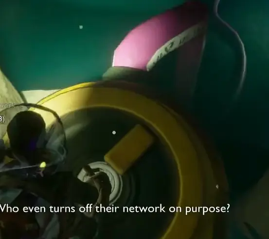 Large pink cables used as navigation landmarks in the Grounded 2 Abyss