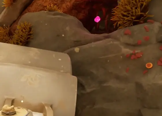 Upper Gnarly Bark cave reached after activating the Toy Excavator in Grounded 2