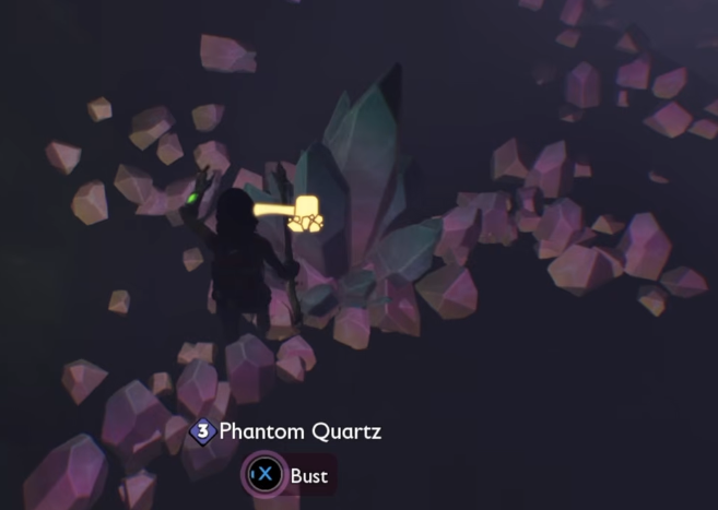 Large Phantom Quartz node beneath Gnarly Bark in Grounded 2