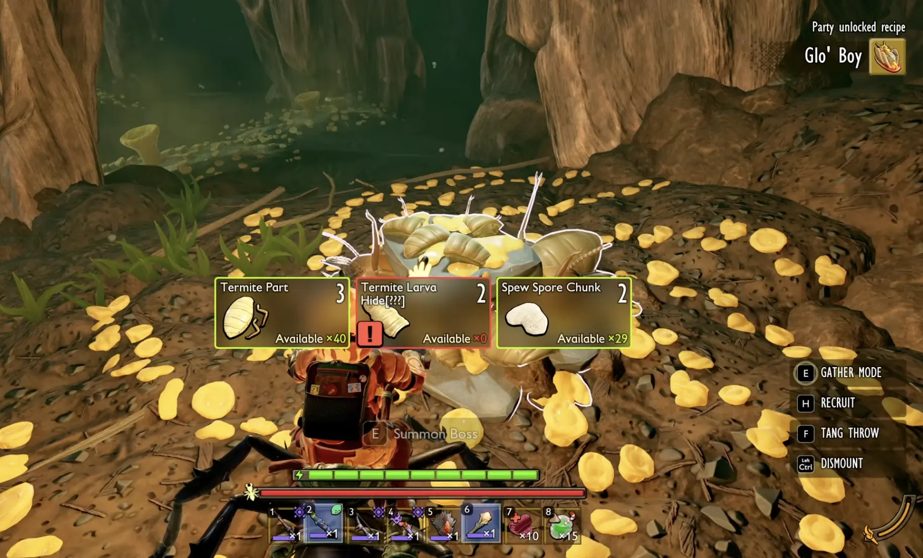 Termite Larvae appearing during the Skritch Centipede boss fight