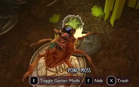 Toe Biter Buggy harvesting Pond Moss underwater in Grounded 2