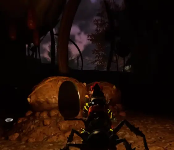 Bright opening marking the escape route from Gnarly Bark with a Toe Biter Egg