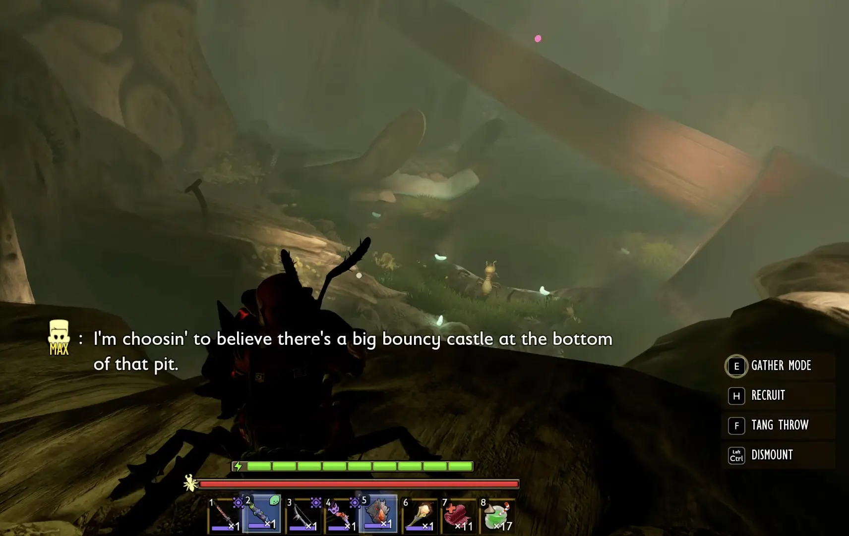 Large glove and axe chamber above the Sacrificial Pit inside the Grounded 2 Woodpile