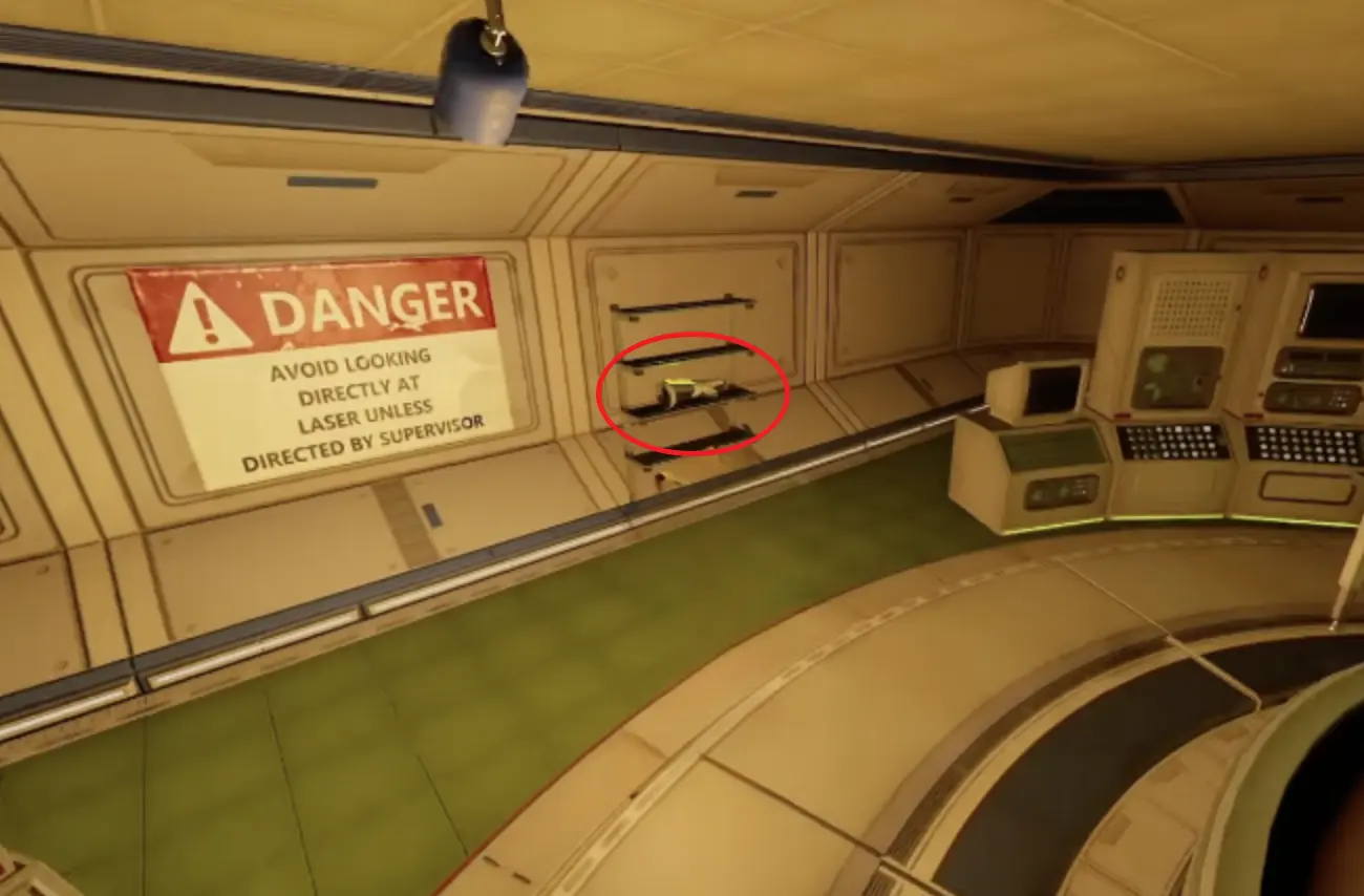 Ranger Station SCA.B 2K on a laboratory shelf near the warning sign in the Greenhouse Lab