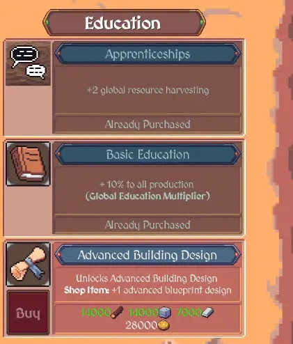 Advanced Building Design research cost in Hearth and Hamlet
