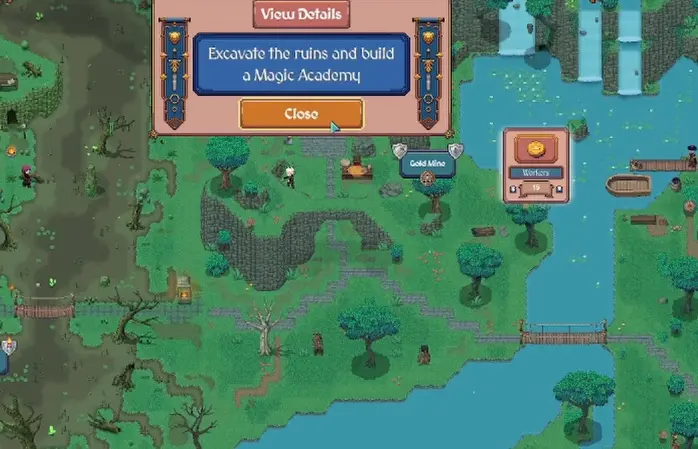 Hearth and Hamlet objective to excavate ruins and build the Magic Academy