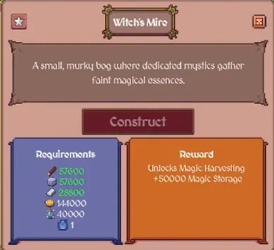 Witch's Mire progression in Hearth and Hamlet