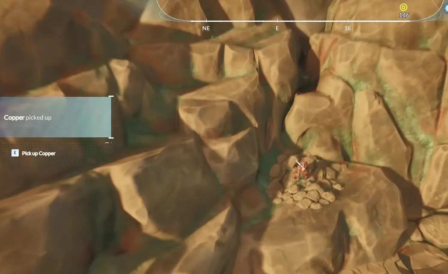 Copper deposit collected after following a map pointer in Honeycomb