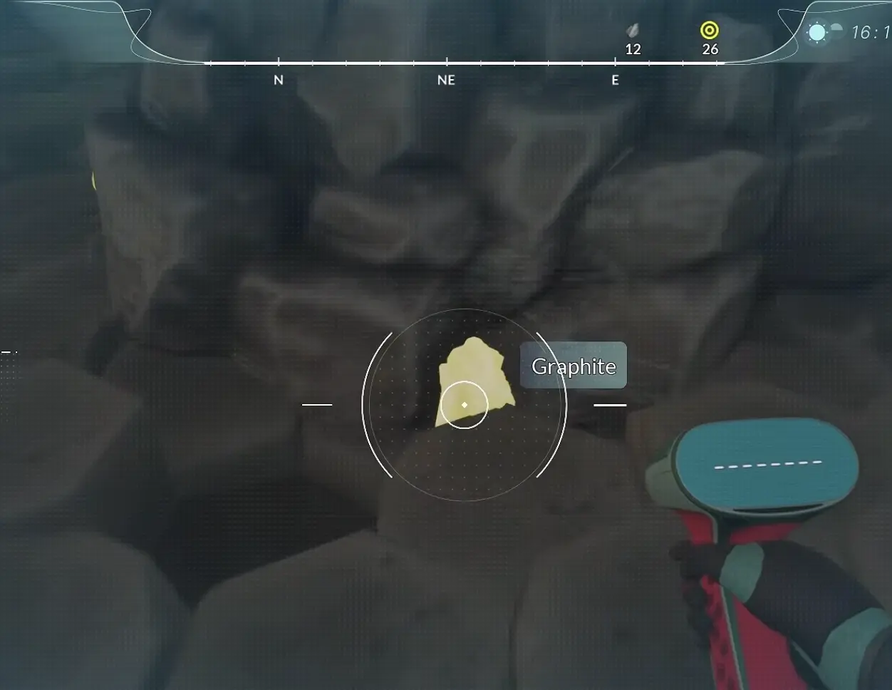 Graphite deposit inside the early rocky resource area in Honeycomb