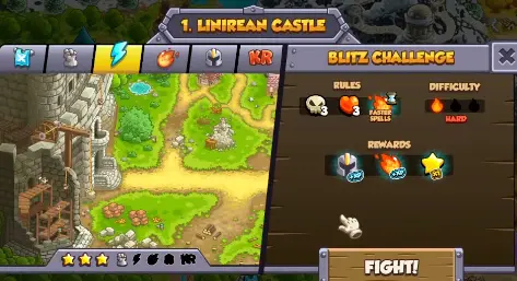 Blitz Challenge with faster spell cooldowns in Kingdom Rush 6 Genesis