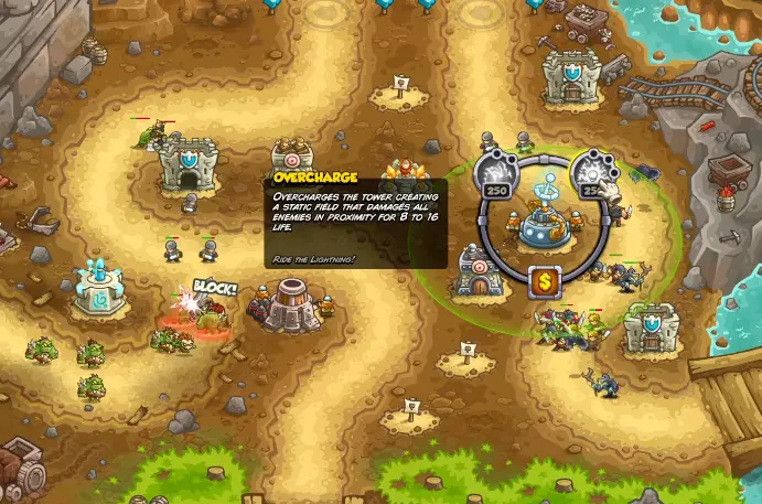 Tesla X104 Overcharge ability in Kingdom Rush 6 Genesis Classic Rush