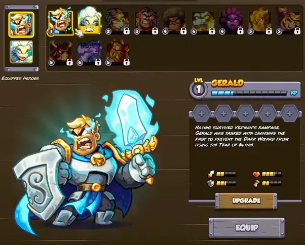 Gerald hero screen in Kingdom Rush 6 Genesis